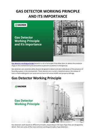 Gas Detector Working Principle And Its Importance