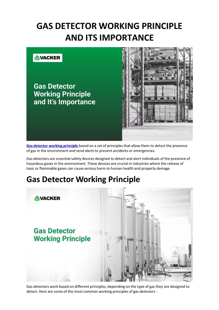 gas detector working principle and its importance