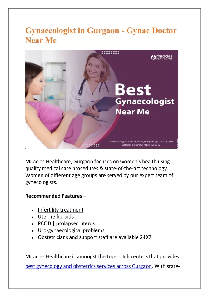 gynaecologist in gurgaon gynae doctor near me