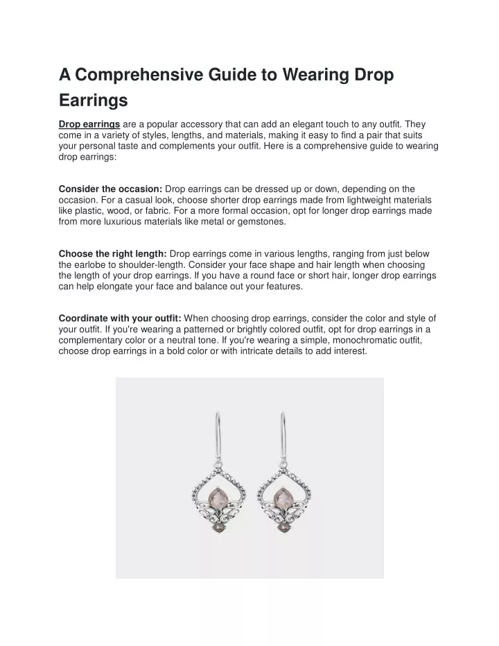 a comprehensive guide to wearing drop earrings