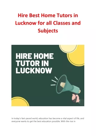 Hire best home tutors in Lucknow for all classes and subjects