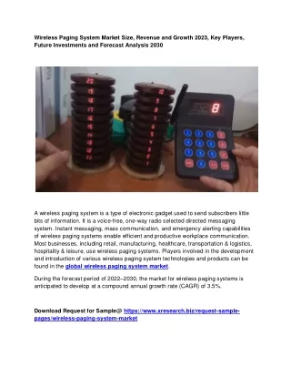 wireless paging system market size revenue