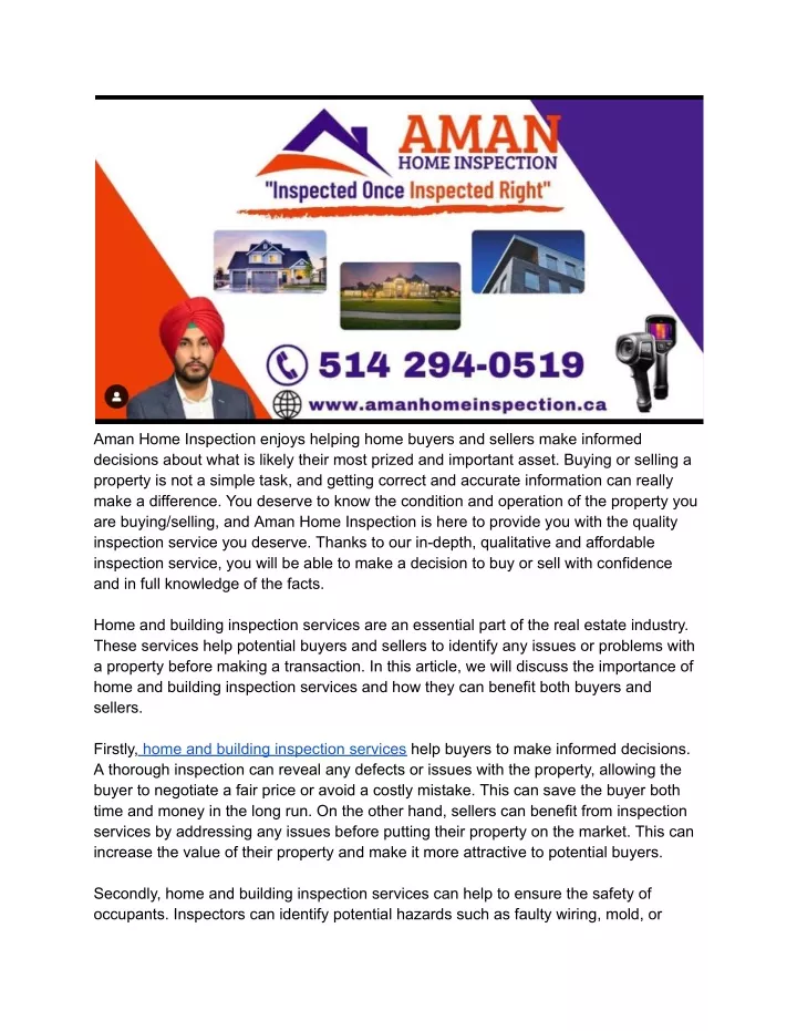 aman home inspection enjoys helping home buyers