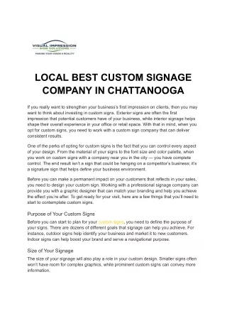 LOCAL BEST CUSTOM SIGNAGE COMPANY IN CHATTANOOGA