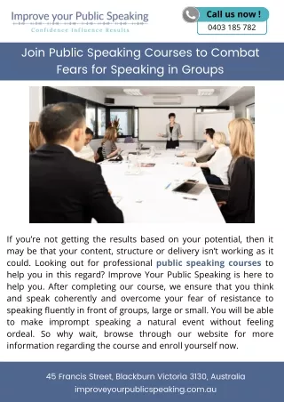 Join Public Speaking Courses to Combat Fears for Speaking in Groups