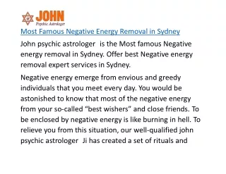 Most Famous Negative Energy Removal in Sydney