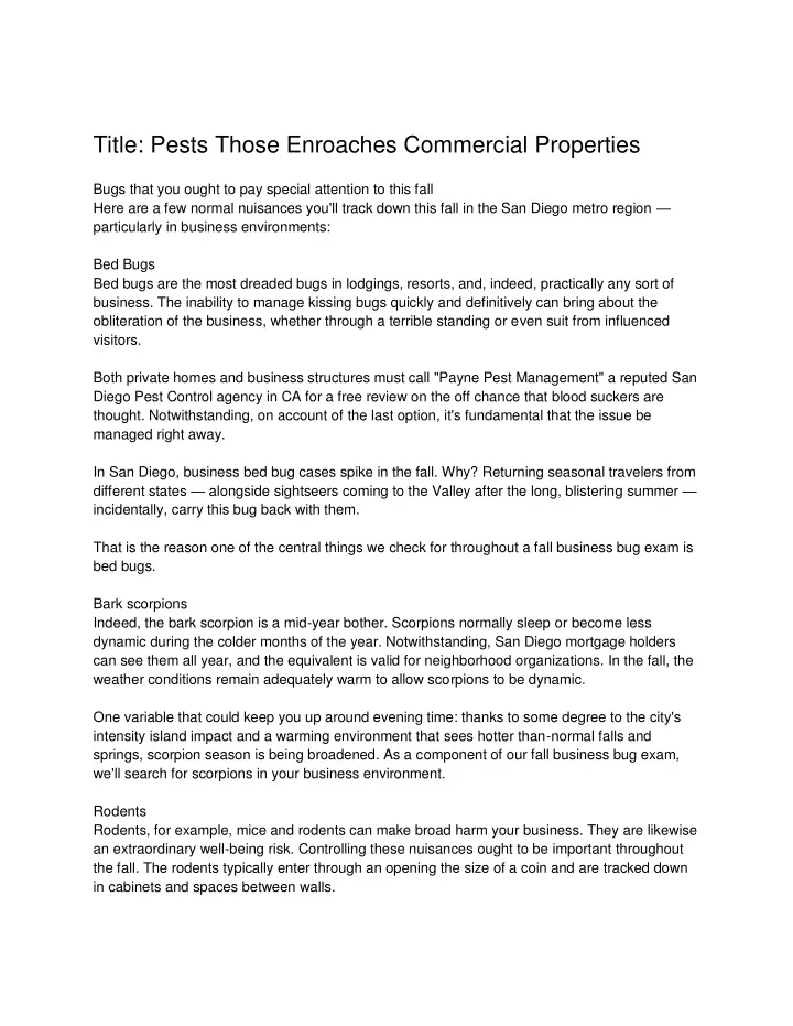 title pests those enroaches commercial properties