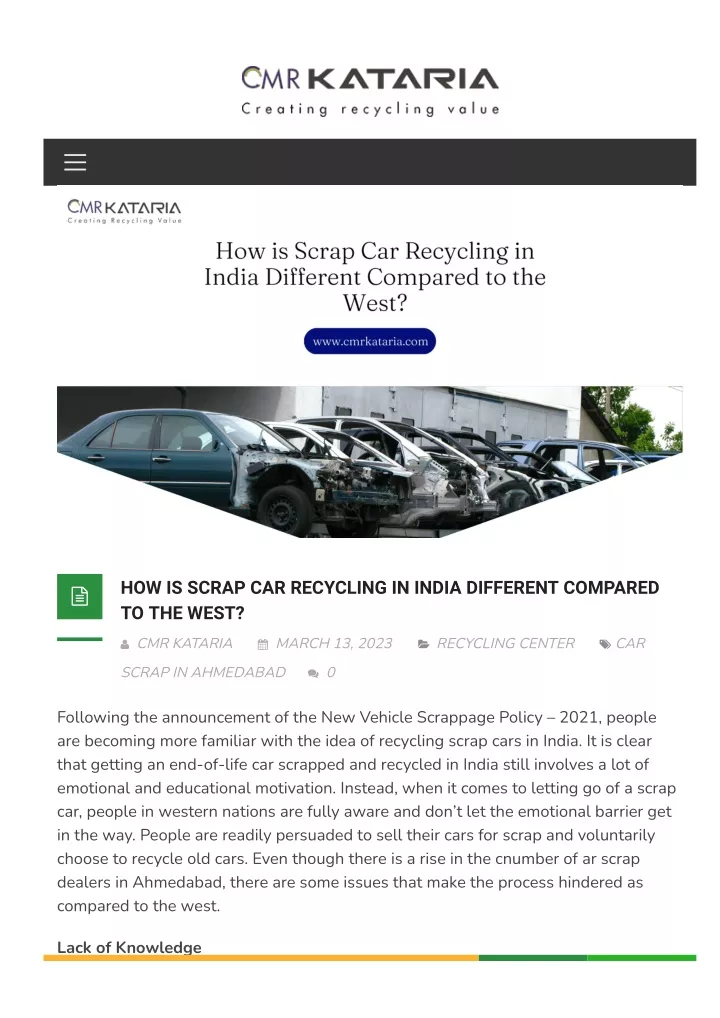 how is scrap car recycling in india different