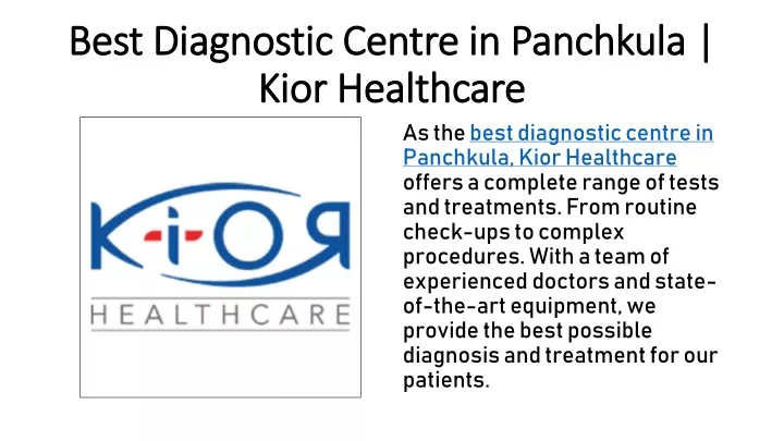 best diagnostic centre in panchkula kior healthcare