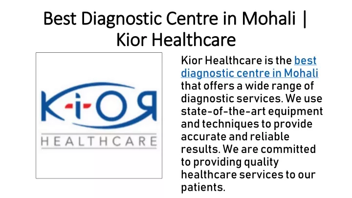 best diagnostic centre in mohali kior healthcare