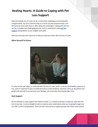 Healing Hearts_ A Guide to Coping with Pet Loss Support
