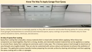 know the way to apply garage floor epoxy
