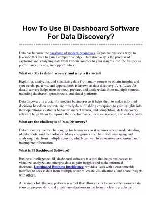 how to use bi dashboard software for data