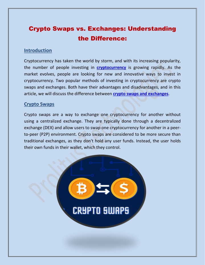 crypto swaps vs exchanges understanding