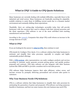 what is cpq a guide to cpq quote solutions