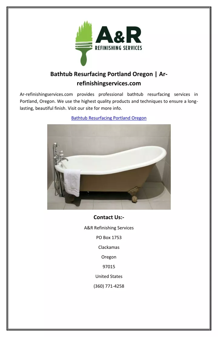 bathtub resurfacing portland oregon