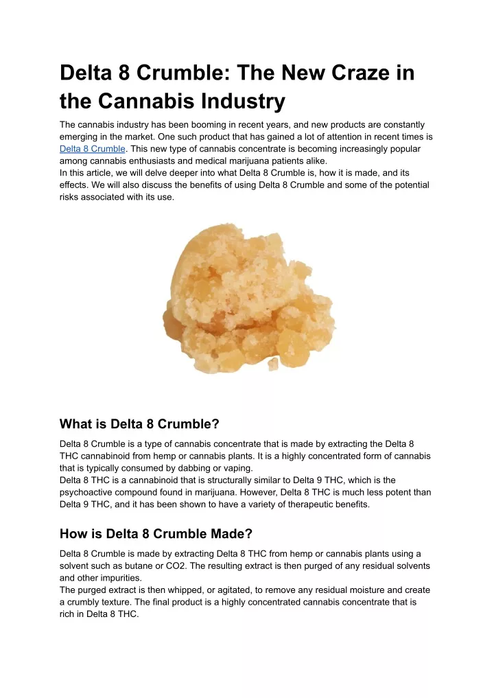 delta 8 crumble the new craze in the cannabis