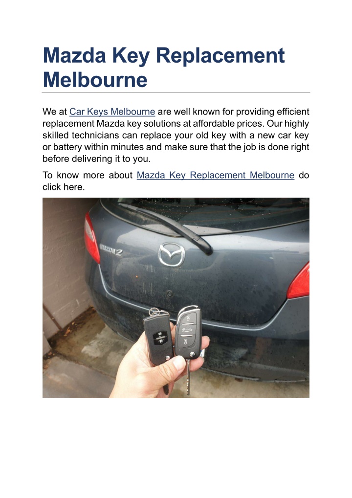 mazda key replacement melbourne