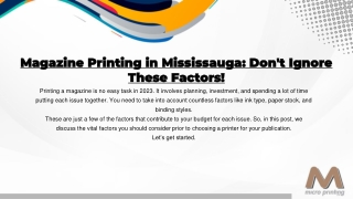 Factors to Consider When Printing a Magazine in Mississauga