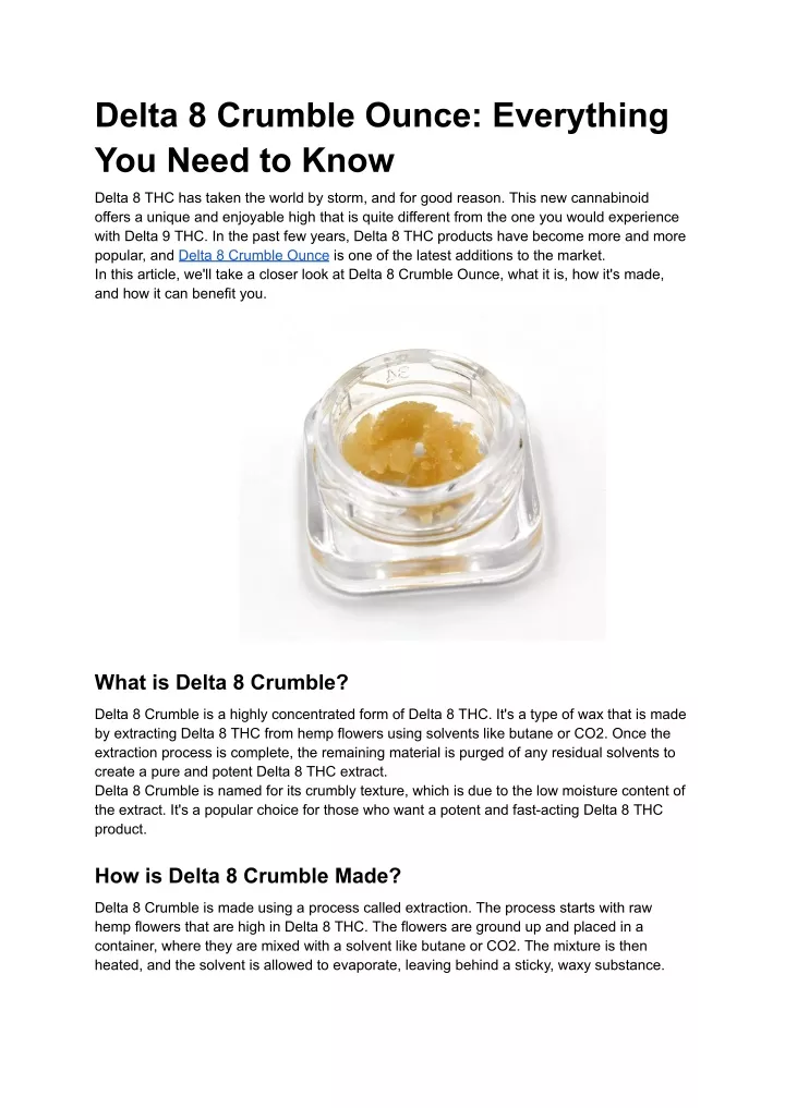 delta 8 crumble ounce everything you need to know