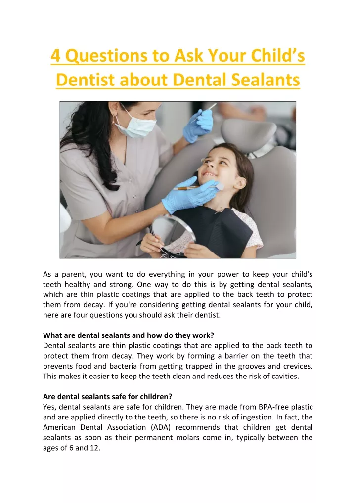 4 questions to ask your child s dentist about