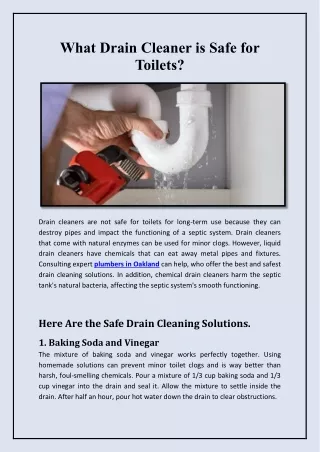 What Drain Cleaner is Safe for Toilets?