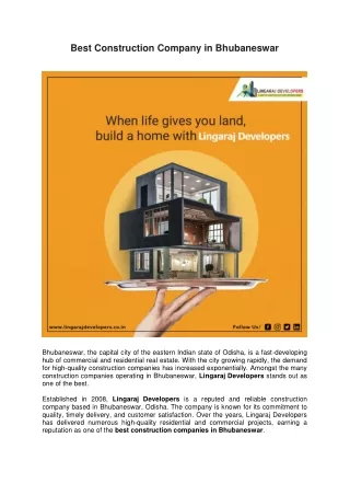 Best Construction Company in Bhubaneswar - Lingaraj Developers