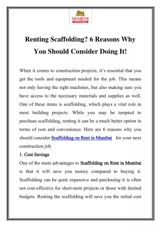 renting scaffolding 6 reasons why