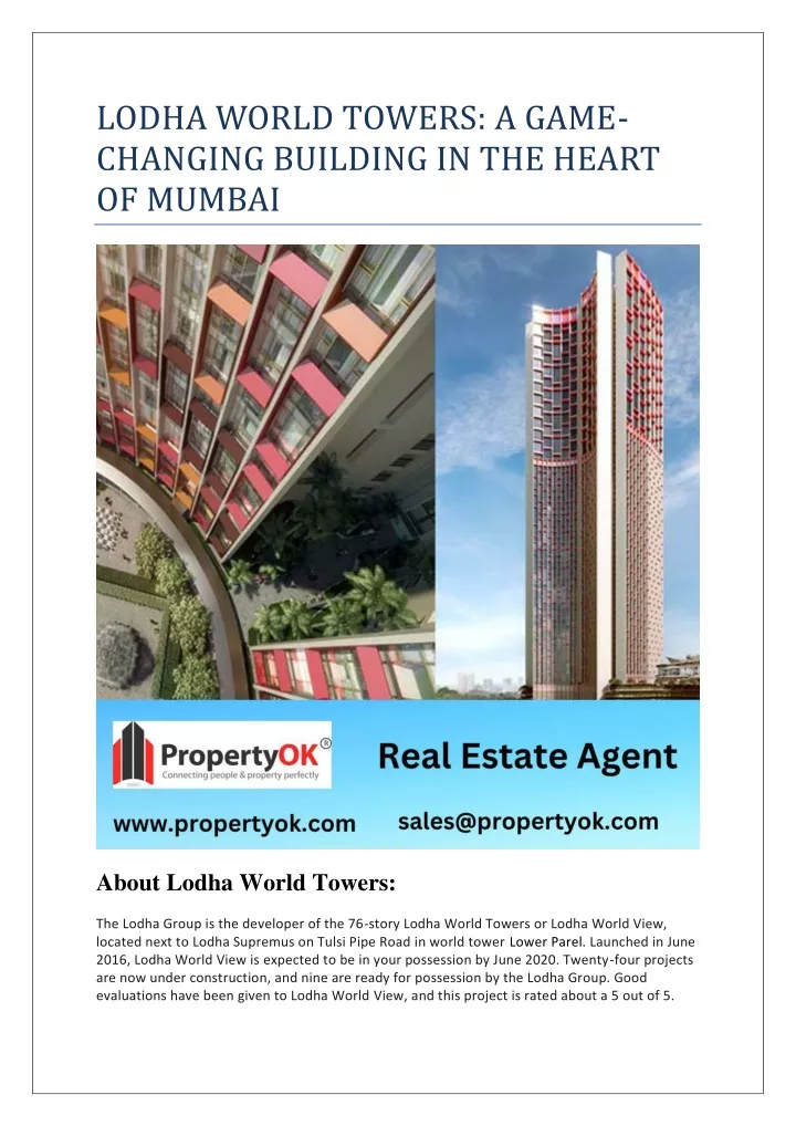 lodha world towers a game changing building