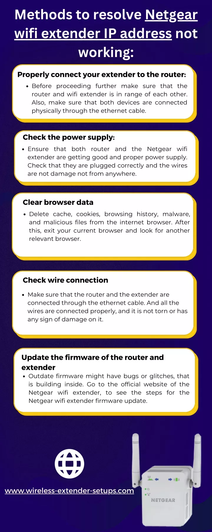 methods to resolve netgear wifi extender