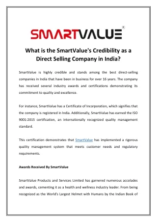 what is the smartvalue s credibility as a direct