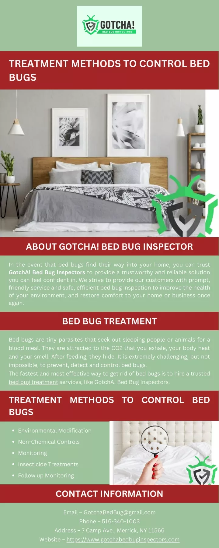 treatment methods to control bed bugs