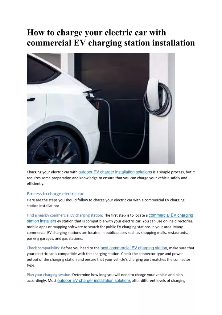 how to charge your electric car with commercial