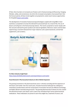 Butyric Acid Market