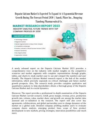 heparin calcium market is expected to expand