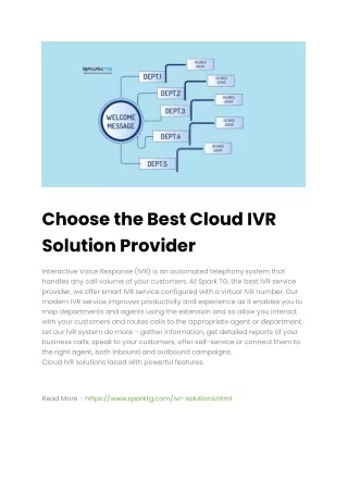 Choose the Best Cloud IVR Solution Provider