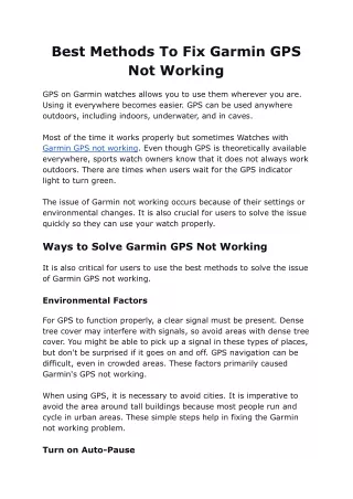 Best Methods To Fix Garmin GPS Not Working