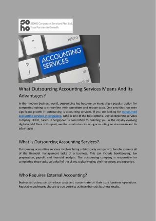 What Outsourcing Accounting Services Means And Its Advantages