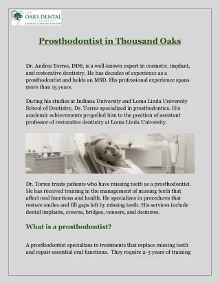 Smile Confidently with Prosthodontics at The Oaks Dental Center