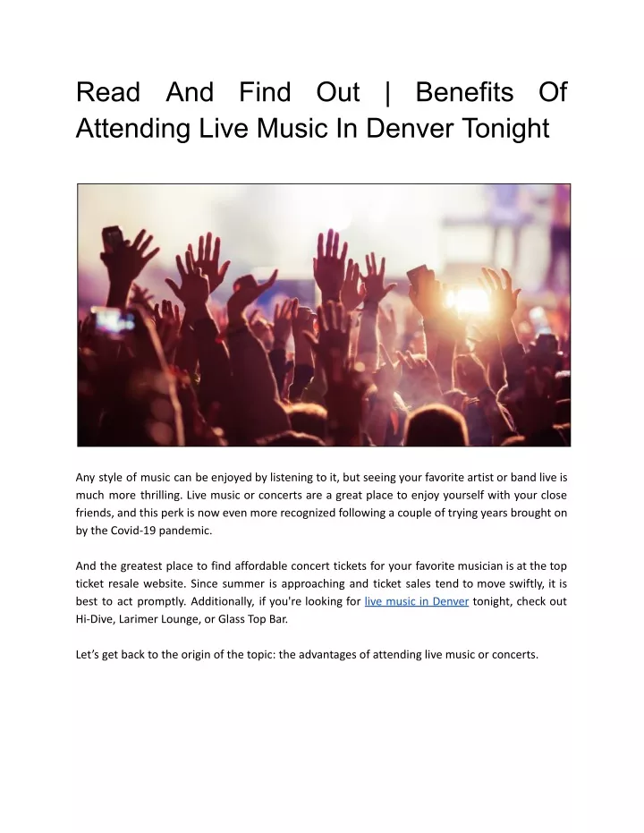 read attending live music in denver tonight