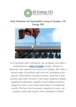 Solar Solutions for Sustainable Living in Gympie