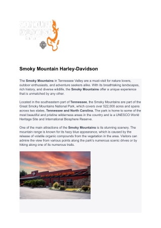 Smoky Mountain Harley-Davidson | The Riders Destination Harley-Davidson Motorcyc