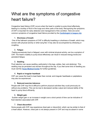 What are the symptoms of congestive heart failure