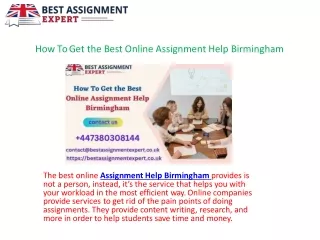 How To Get the Best Online Assignment Help Birmingham.