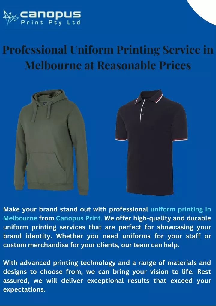 professional uniform printing service