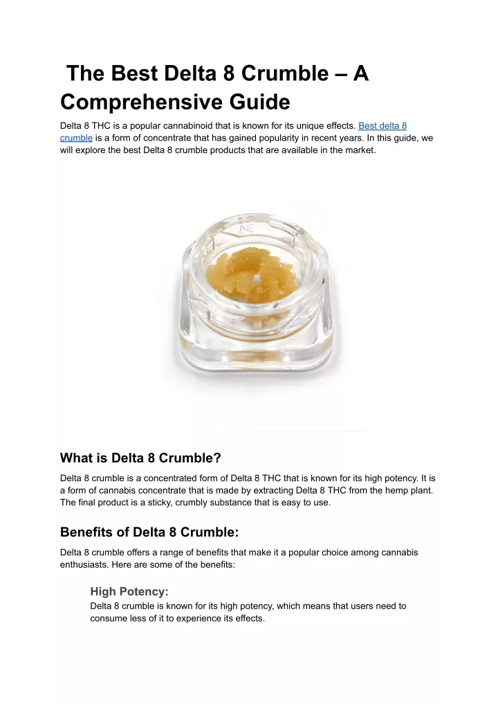 the best delta 8 crumble a comprehensive guide