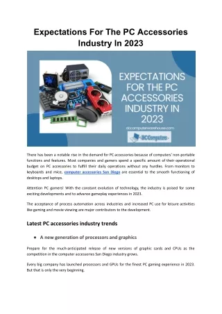 expectations for the pc accessories industry
