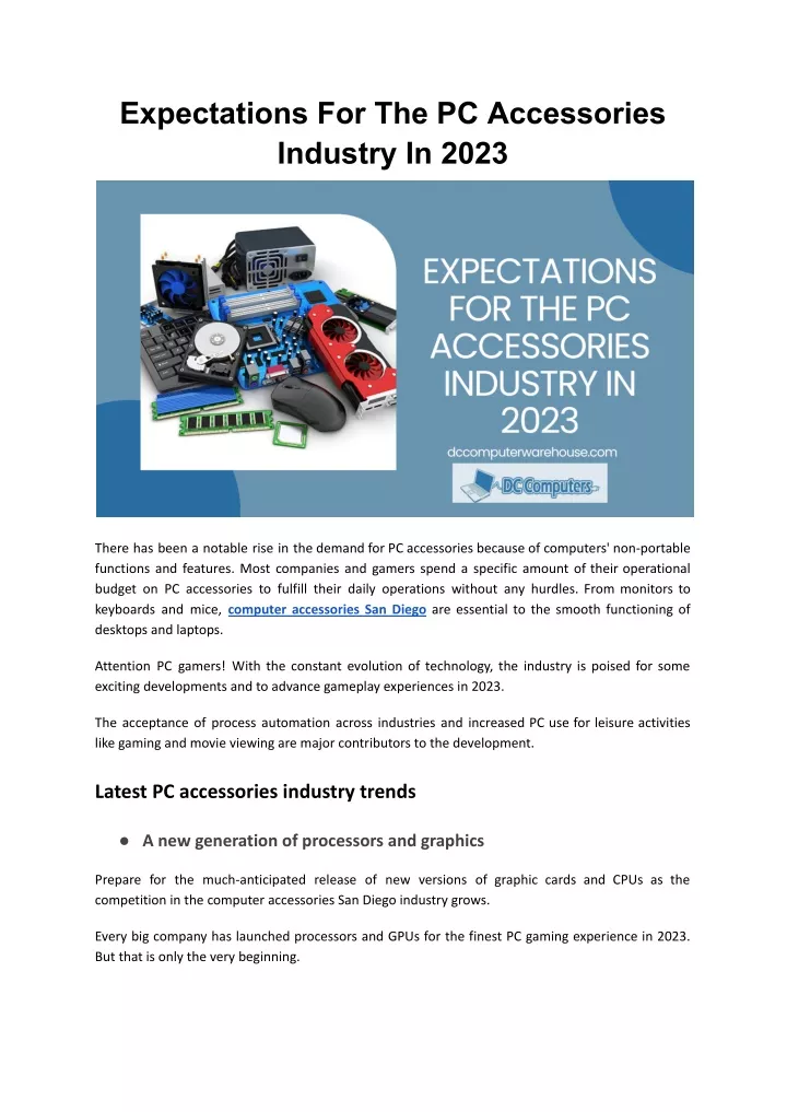 expectations for the pc accessories industry