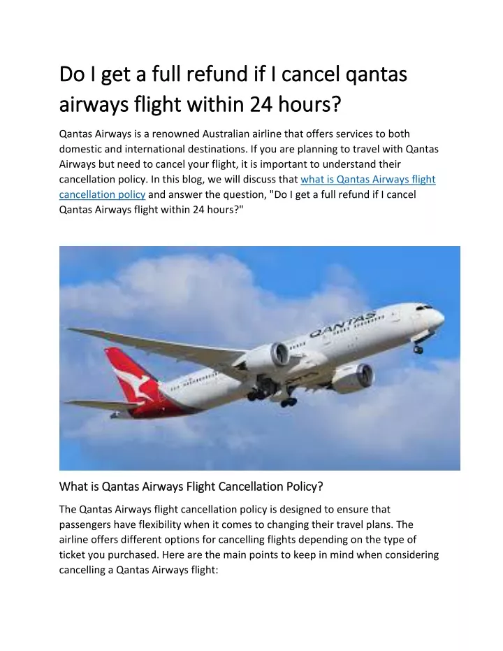 do i get a full refund if i cancel qantas