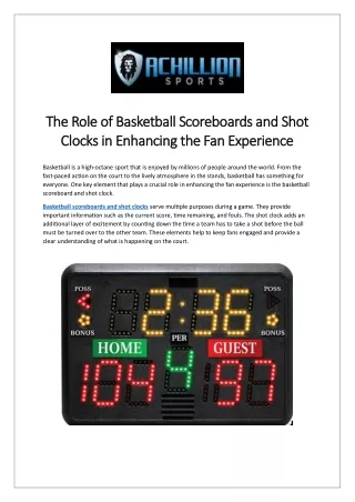 Basketball Scoreboards and Shot Clocks